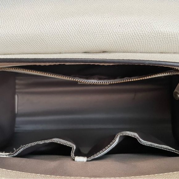 Henri Bendel Large Ivory Uptown Satchel with Gold Tone Hardware & Long Strap - Picture 11 of 13